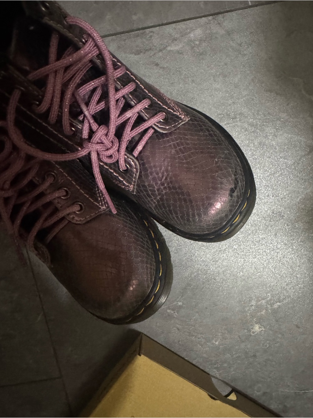 Dr. Martens Kids Metallic Purple Lace-Up Boots - Picture 4 of 5